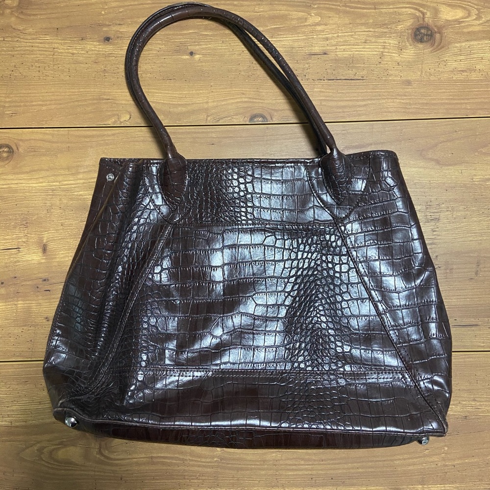 Liz Claiborne Brown Faux Alligator Skin Bag